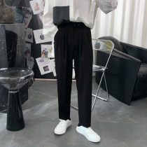 The Mr. spring and summer new two-button black straight nine drape Pi handsome wild students Leisure long pants