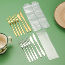 Stainless steel mooncake knife and fork set vacuum gold-plated two-pronged fruit fork Western-style dessert fork can be printed with LOGO