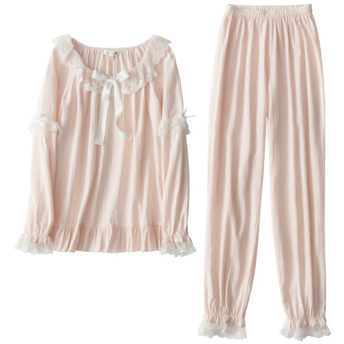 Осенняя пижама, сексуальный хлопковый лонгслив, ретро тонкий комплект