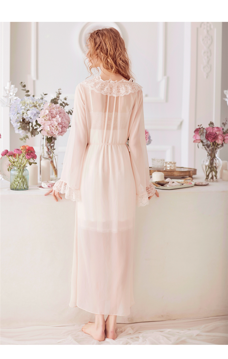 RoseTree tòa ren đồ ngủ nữ mùa xuân dài tay áo retro sexy áo ngủ phần mỏng công chúa dịch vụ nhà nightdress nữ