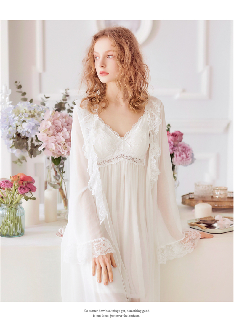 RoseTree tòa ren đồ ngủ nữ mùa xuân dài tay áo retro sexy áo ngủ phần mỏng công chúa dịch vụ nhà nightdress nữ