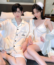 2 sets price couples pyjamas dress a man and woman summer and sexy harnesses sleeping dress sleepwear for mens sleepwear summer ice silk