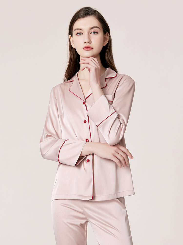True silk pyjamas 2022 new summer models pure color lovers one man and one woman suit sauna silk family conserved suit woman