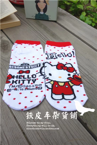 Hello Kitty Hello Kitty Sesame Street One Piece Phim hoạt hình Cotton Phụ nữ đóng hộp Tuần ngắn