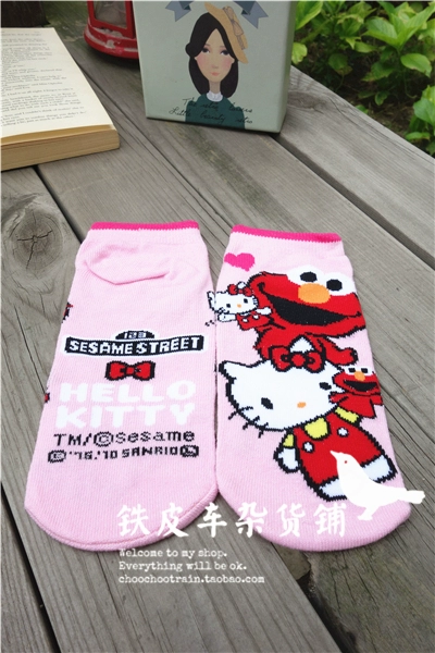 Hello Kitty Hello Kitty Sesame Street One Piece Phim hoạt hình Cotton Phụ nữ đóng hộp Tuần ngắn