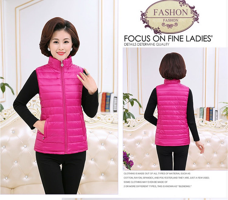 Phụ nữ trung niên cộng với áo vest nhung mùa thu tải mẹ xuống áo vest cotton cho phụ nữ trung niên mặc áo vest dày