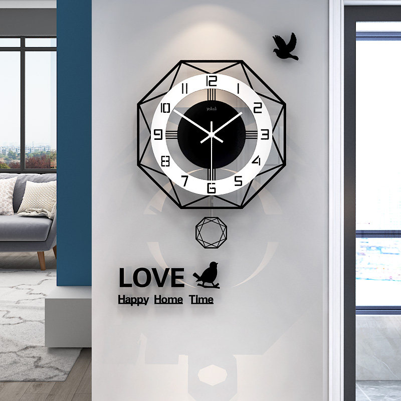 Fashion wall clock living room creative hanging watch modern simple clock mute art European style quartz clock light luxury wind clock