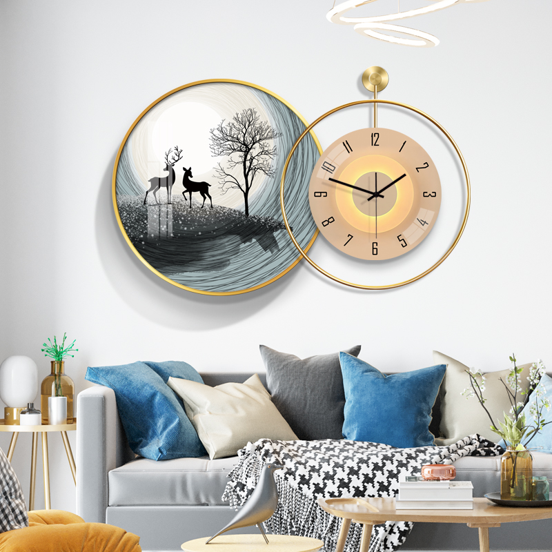 Light Extravagant Clock Table Restaurant Decoration Painting Modern Minimalist Abstract Round Hanging Bell Combined Genguan Mural Living Room Hanging Painting-Taobao