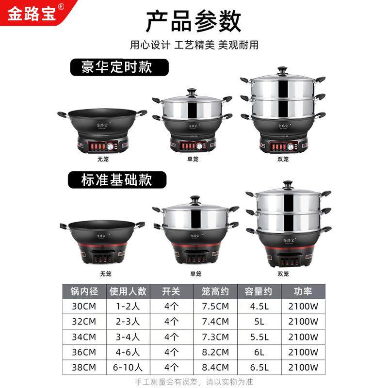 Electric Wok, Multifunctional Household Cast Iron Electric Hot Pot, Electric Wok for Stir-Frying, All-In-One Electric Cooking Pot, Hot Pot, Non-Stick Pan