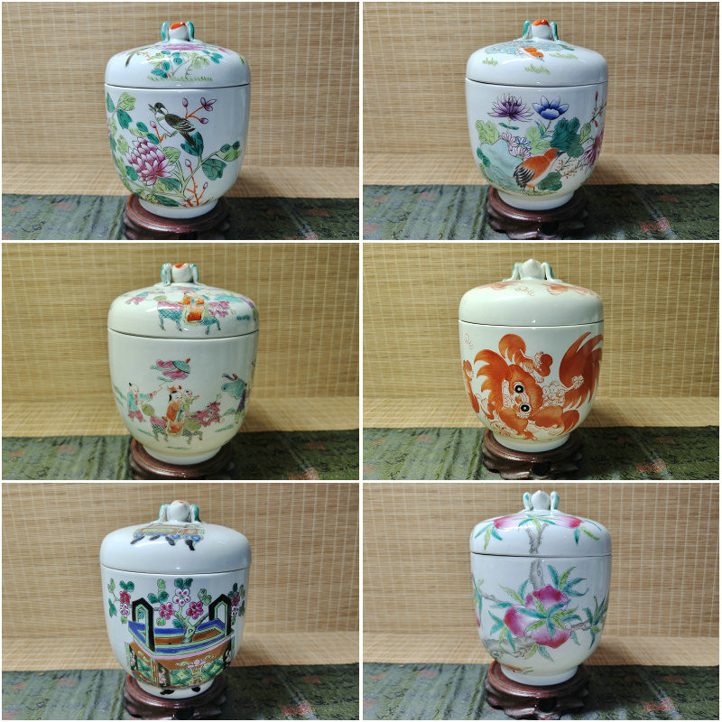 Jingdeg factory porcelain hand painted paste spider cover cans Tea tank decorative collection with porcelain cans