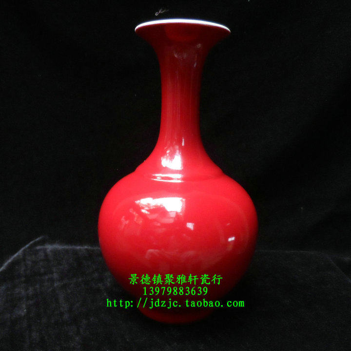 Jingdezhen Factory Goods Porcelain High Temperature Color Glazed (red glazed) Bounty Decoration Vase