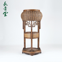Changqingtang rattan flower stand floor-to-ceiling balcony corner pot stand indoor living room multi-layer solid wood potted shelf