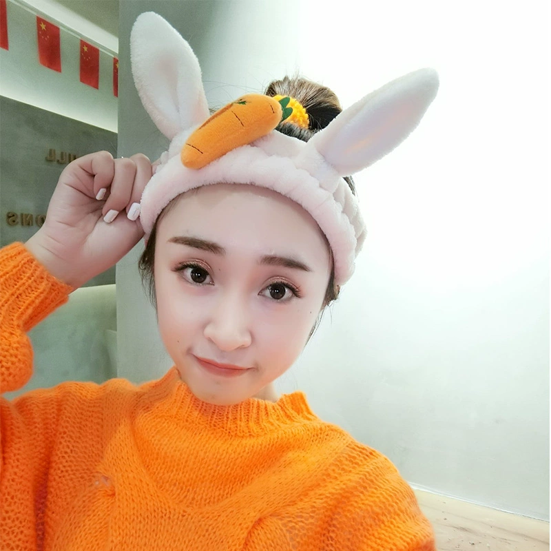 Hàn Quốc dễ thương băng đô tai thỏ rửa mặt băng đô cài tóc băng đô phim hoạt hình cà rốt rộng vành băng đô phụ kiện tóc nữ - Phụ kiện tóc