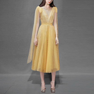 夏季气质名媛优雅收腰长裙波点显瘦中长款连衣裙女装夏装2017新款