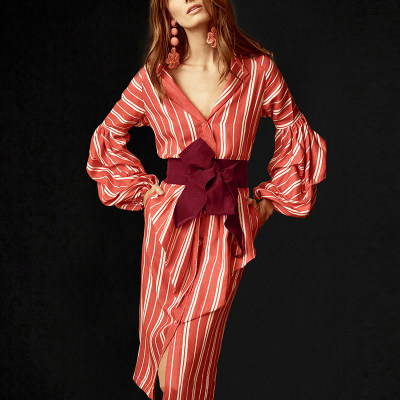 秋季气质休闲宽松裙子长袖收腰显瘦中长款连衣裙女装秋装2017新款