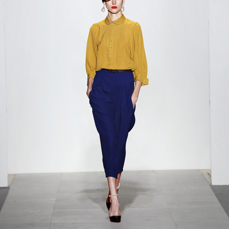 秋季时尚气质休闲两件套衬衫上衣七分裤裤子套装女装秋装2017新款