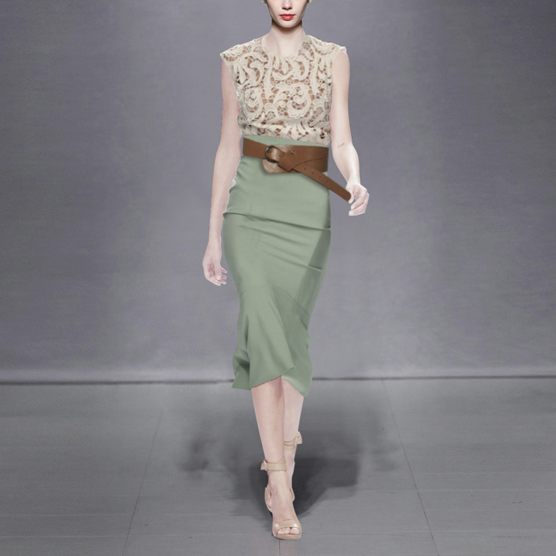 夏季时尚气质名媛修身两件套蕾丝上衣包臀裙套装女装夏装2017新款