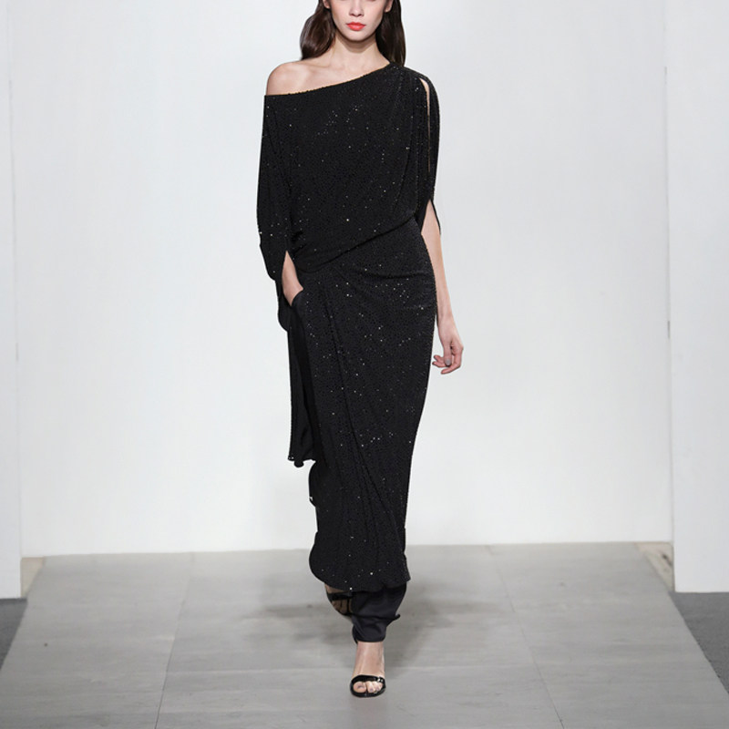 夏季时尚气质休闲宽松两件套露肩上衣长裤套装女装夏装2017新款潮