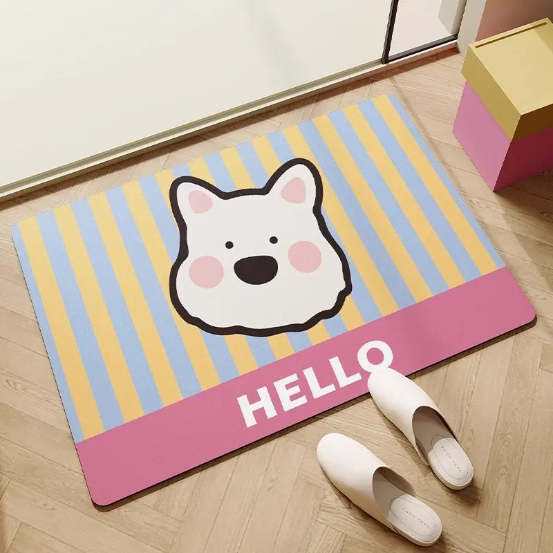 West Highland Puppy Soft Diatom Mud Carpet Bathroom Mat Toilet Door Quick-Drying Non-Slip Water-Absorbent Foot Mat
