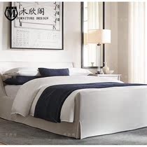 American country Wood simple fabric pouch 1 8 meters double white nuptial bed princess bed can be customized