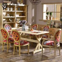 American solid wood dining table rectangular restaurant table oak retro old dining table small apartment long table Special