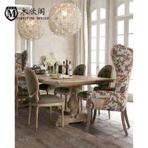 American solid wood table dining table oak French simple antique old old long table European dining table cafe table