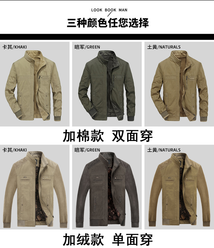 Mùa thu và mùa đông áo khoác nam trung niên hai mặt mặc cổ áo trung niên cổ áo bông cotton cha giản dị áo khoác nam áo khoác chống nắng nam