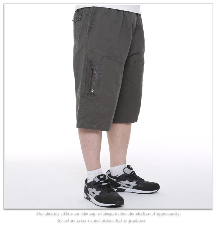 Quần dài trung niên nam thun thun cotton giản dị cỡ lớn quần mùa hè nam cộng với phân bón tăng bố tải quần short mỏng quần short thun nam