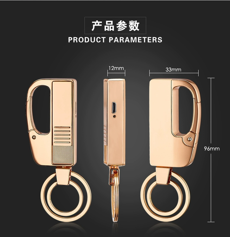 Keychain với sạc nhẹ hơn một cá tính sáng tạo kim loại siêu mỏng thuốc lá nhẹ hơn treo khóa chữ quà tặng