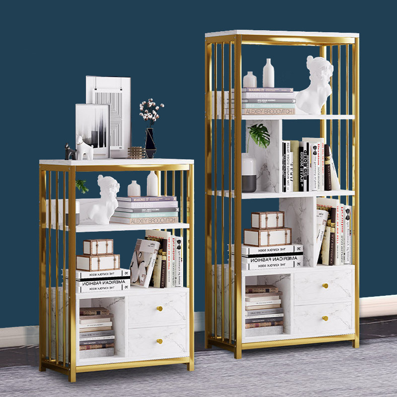 Storage shelves Shelf Nordic minimalist office Home Internet Red gold frame Living room Iron art bookcase shelves Bookshelf