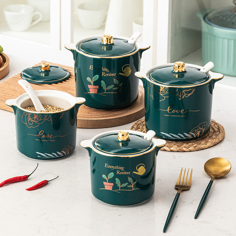 Nordic style kitchen lard tank pepper oil tank seasoning tank seasoning bottle seasoning tank large-capacity oil pepper tank salt tank