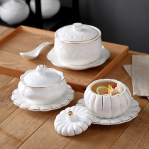 Ceramic oatmeal stew Boiled Water stew Phnom Penh Wings Flush hotel with lid bowl Home Saucepan Sweet Steamed Egg Ring