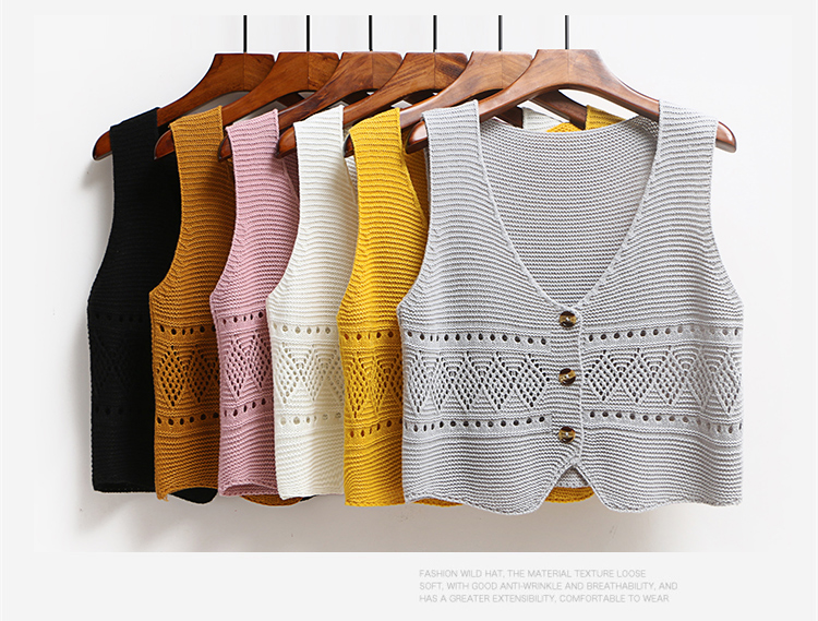 Mùa xuân và mùa thu mới lỏng hoang dã không tay đan áo len vest vai nữ ngắn sinh viên len vest vest thoi trang cong so