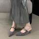 包头拖半拖鞋女2025新款春季穆勒鞋凉拖女鞋坡跟鞋子高跟尖头单鞋