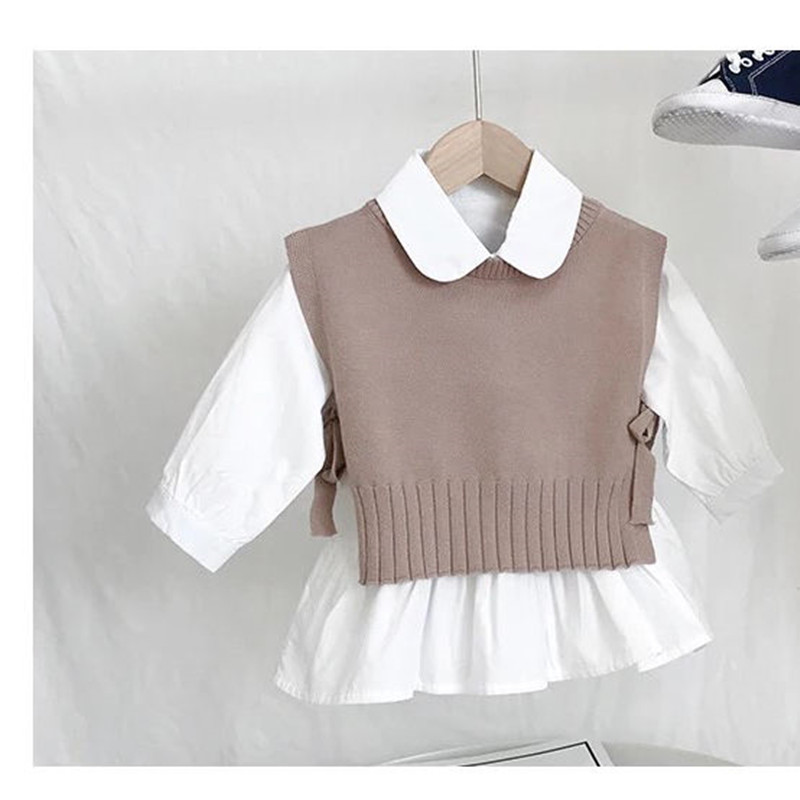 Khaki & One Piece Vestgirl knitting vest new pattern Korean version 0-7 year Children Foreign style Outside waistcoat 3 baby spring and autumn Wear out Vest tide