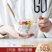 Large capacity glass mug oats Cup breakfast cup with lid spoon Milk Cup cereal Cup Coffee Cup home