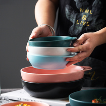 Yai Show Nordic Creative Ceramics Single Ear Bowl Mesh Red Single Ear Studs Rind Windy Matt Color Glazed Home Baking Bowl