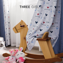 Childrens room curtain boy childrens bedroom boy bear short shade cloth window soundproof children room modern style