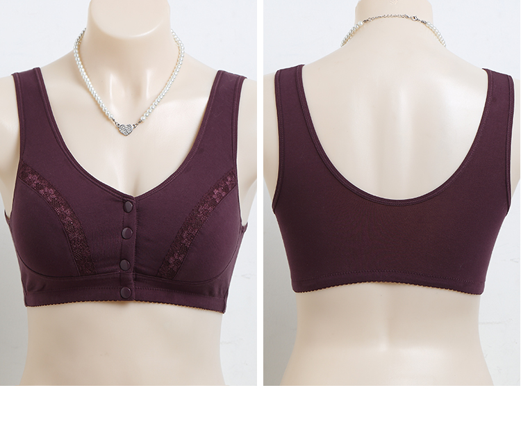 Đồ lót cotton trung niên và già, mùa hè mỏng, áo ngực mẹ cỡ lớn, khóa trước, áo ngực không có vòng thép - Strapless Bras ao lot duc