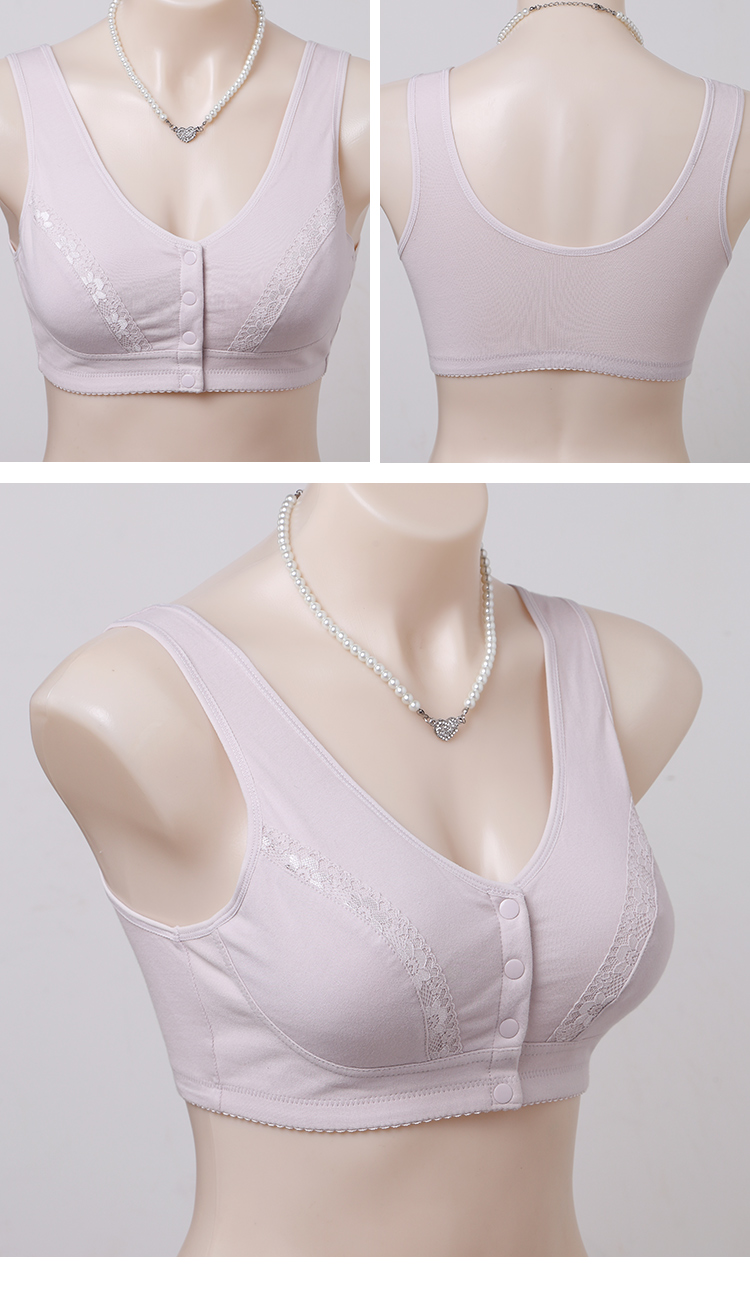 Đồ lót cotton trung niên và già, mùa hè mỏng, áo ngực mẹ cỡ lớn, khóa trước, áo ngực không có vòng thép - Strapless Bras ao lot duc