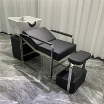 Barber shop small shampoo bed simple ceramic basin hairdressing bed hair salon dedicated semi-reclining factory direct sales