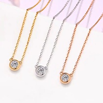 18K platinum imported moisanishi bean necklace rose gold diamond necklace pendant female simple single diamond to send girlfriend