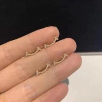 18K platinum imported D color moisanishi group with smile earrings rose gold small earrings 2021 new girlfriend