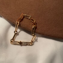 PT950 platinum imported Moisan stone light luxury diamond bracelet 18K gold design sense temperament Golden retro bracelet female