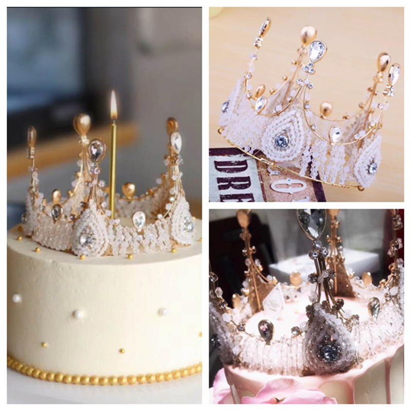 High-end Crystal Crown Headwear Eurostyle Birthday Cake Decoration Water Drill Cake Decoration Gift
