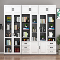 All - solid wood bookcase landing office with door bookshelf modern simple office file cabinet with glass door bookcase