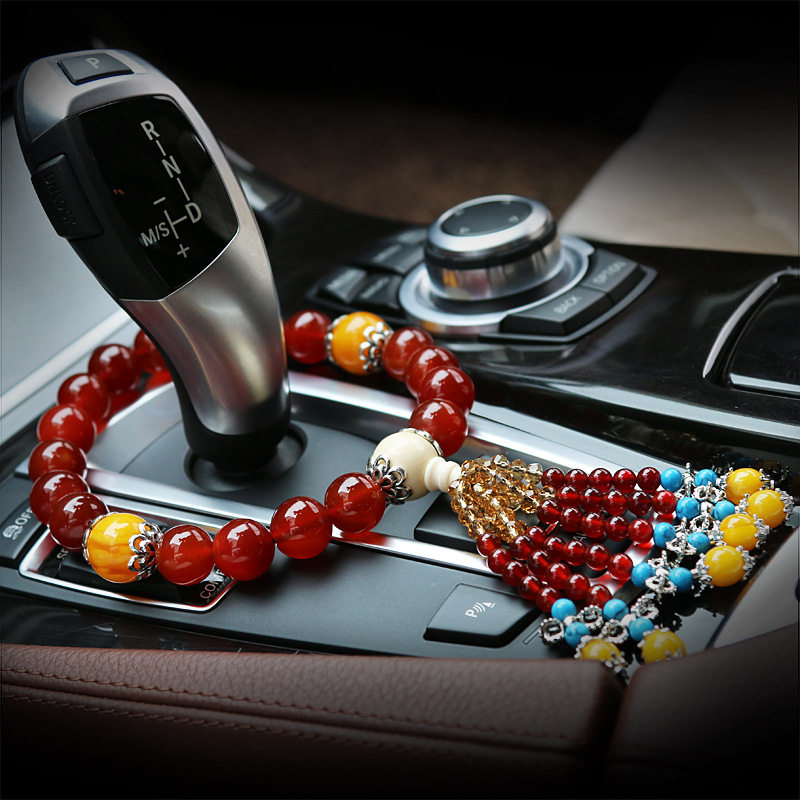 New Products Car Ornament Car Pendant Buddha Beaded Pearl car Hanging Decoration Dragon Veins Stones Agate Pearl Pendant Fz889