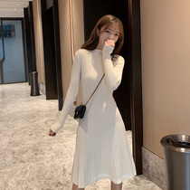 2022 autumn and winter semi-high collar coat with thickened sleeve head slats bottom-shirt woman sweater loose European stock warm even dress