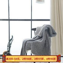Knitted blanket cotton blue and white wool blanket office double-sided autumn lunch break blanket hotel bedroom model room air conditioning blanket