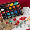 Imperial Pavilion Blue 24-Color Solid Chinese Painting Pigment Beginner Set for Elementary School Students and Children, Complete Set of Tools for Beginners, Chinese Painting, Ink Painting, Mineral Materials, Authentic Rubens Ancient Color Pearlescent